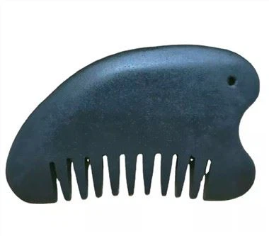 Blcak Bian Stone Combs Forma Gua Sha Għodda